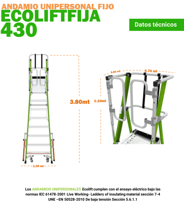 ANDAMIO ECOLIFT 430 FIJO UNIPERSONAL - Imagen 3