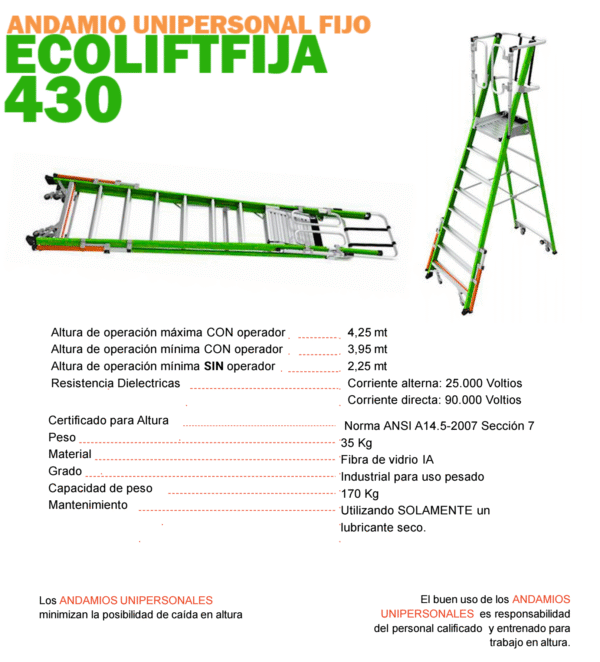 ANDAMIO ECOLIFT 430 FIJO UNIPERSONAL - Imagen 4