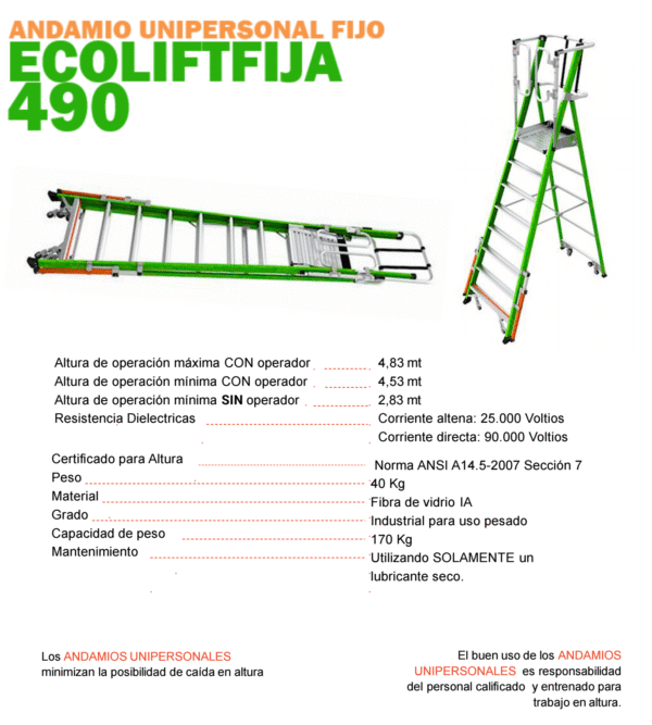 ANDAMIO ECOLIFT 490 FIJO UNIPERSONAL - Imagen 4
